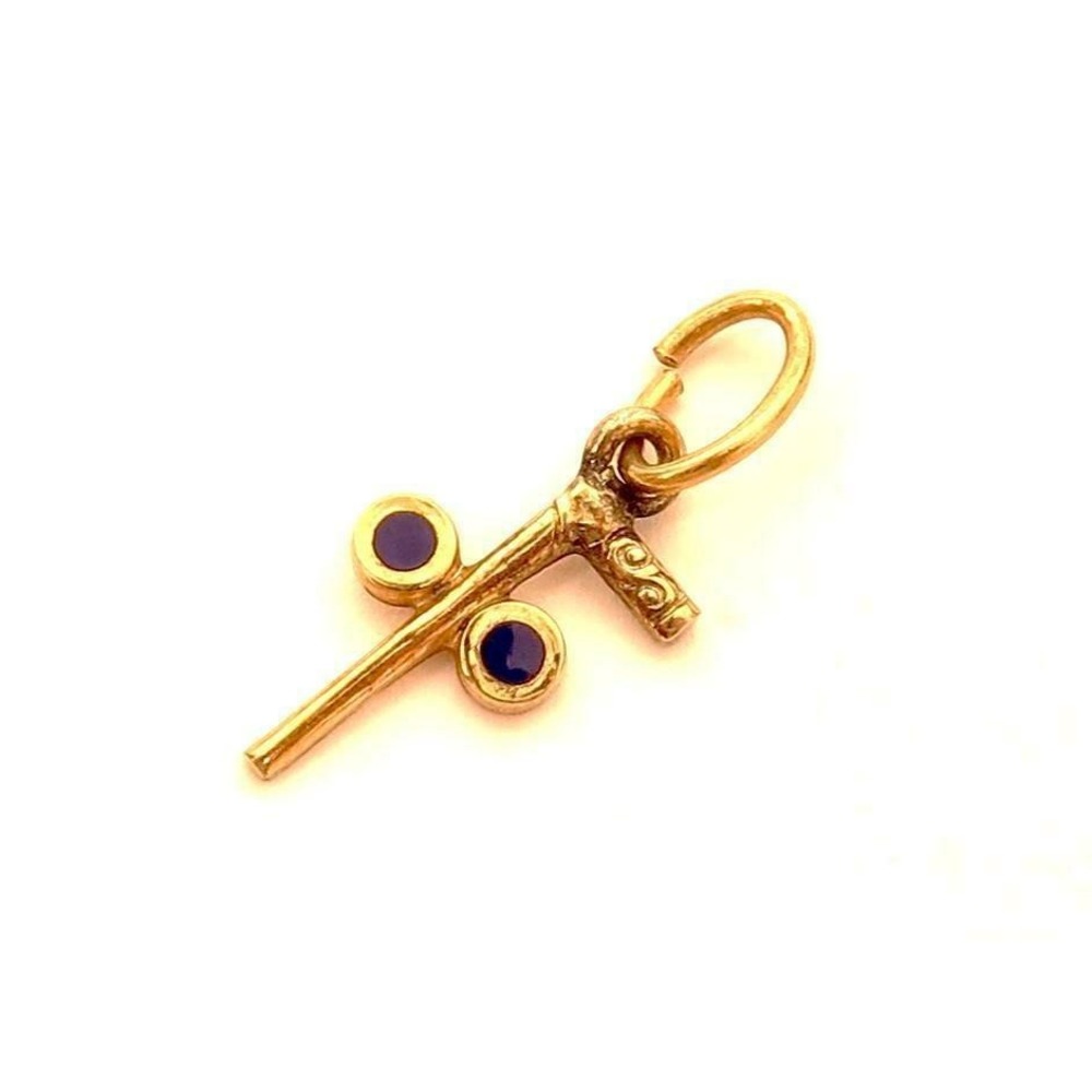 Vintage Tiny Hockey Club & Pucks‎ Gold Filled 1/20 12K GF Charm